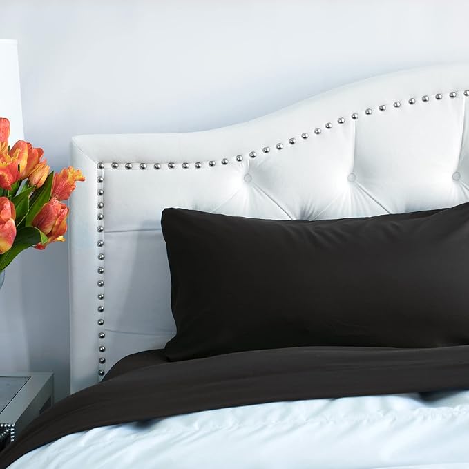 PeachSkinSheets Night Sweats: The Original 1500tc Soft King Pillowcase Set Midnight Black