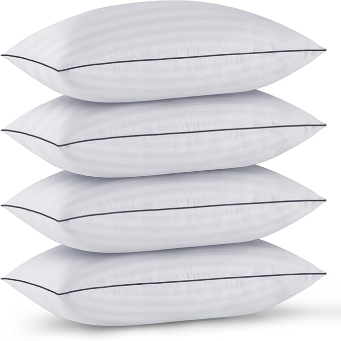 GOHOME Pillows Queen Size Set of 4 - Bed Pillows for Sleeping 4 Pack, Cooling Supportive Hotel Pillows with Premium Soft Down Alternative Fill for Side Stomach and Back Sleepers