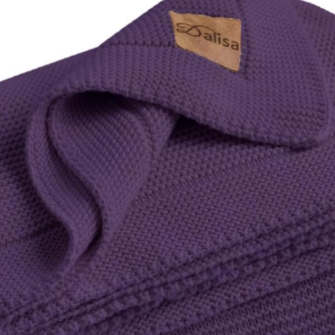 Dalisa 100% Organic Turkish Cotton Throw Blanket - GOTS Certified, Cozy - Perfect for Couch, Bed, and Home Decor - Boho Vintage Knit Alina (Sweet Grape, 55x70)