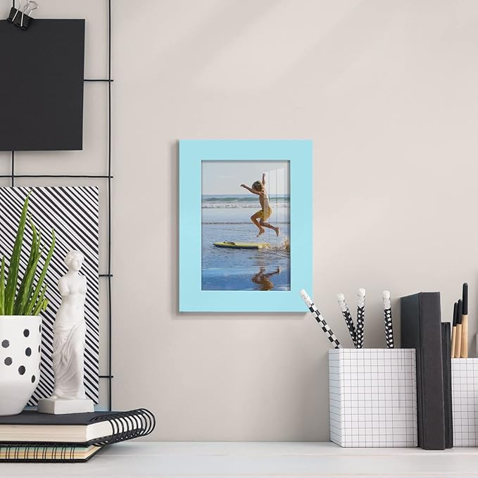Renditions Gallery 3.5x5 inch Picture Frame High-end Modern Style, Made of Solid Wood and High Definition Glass Ready for Wall and Tabletop Photo Display, Blue Frame