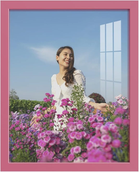 Renditions Gallery 11x14 inch Picture Frame High-end Modern Style, Made of Solid Wood and High Definition Glass Ready for Wall and Tabletop Photo Display, Hot Pink Frame