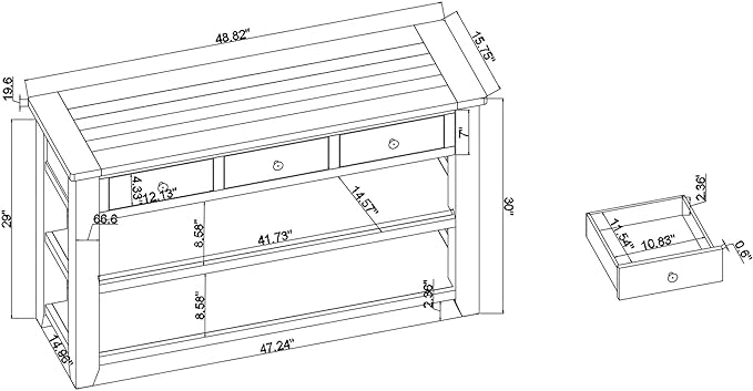 Knocbel Farmhouse Entryway Long Console Table with 3 Storage Drawers and 2 Lower Shelves, Entry Hallway Foyer Sofa Table with Handles