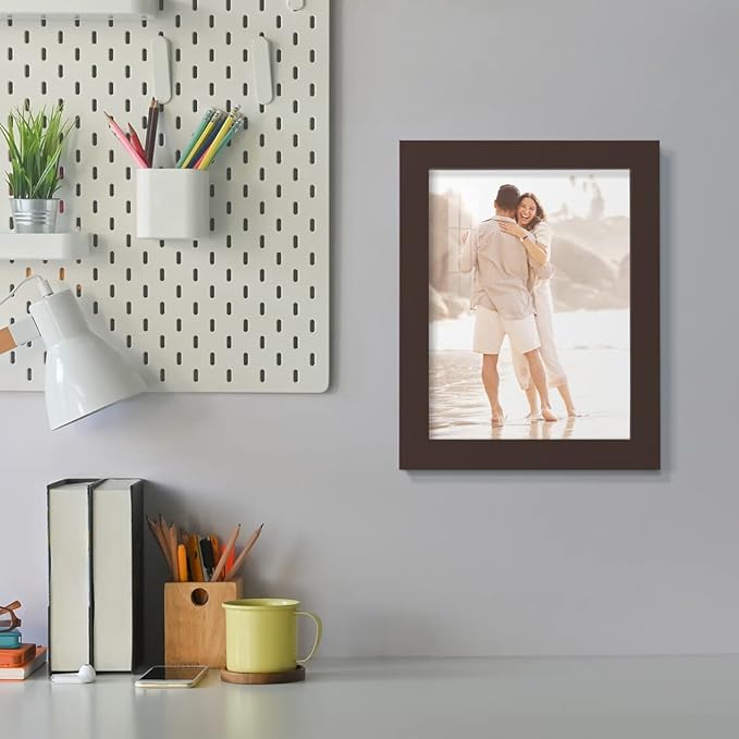 Renditions Gallery 6x8 inch Picture Frame High-end Modern Style, Made of Solid Wood and High Definition Glass Ready for Wall and Tabletop Photo Display, Brown Frame