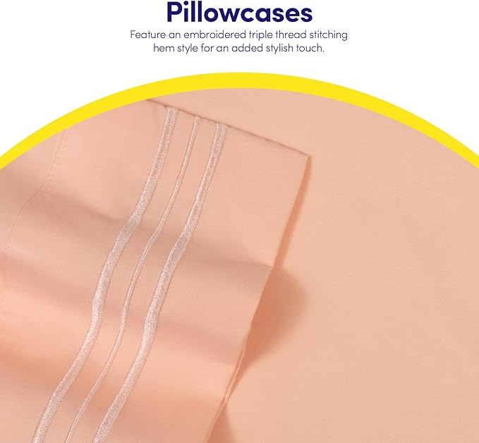 1500 Supreme Collection California King Sheet Sets Peach - Luxury Hotel Bed Sheets and Pillowcase Set for California King Mattress - Extra Soft, Elastic Corner Straps, Deep Pocket Sheets Peach