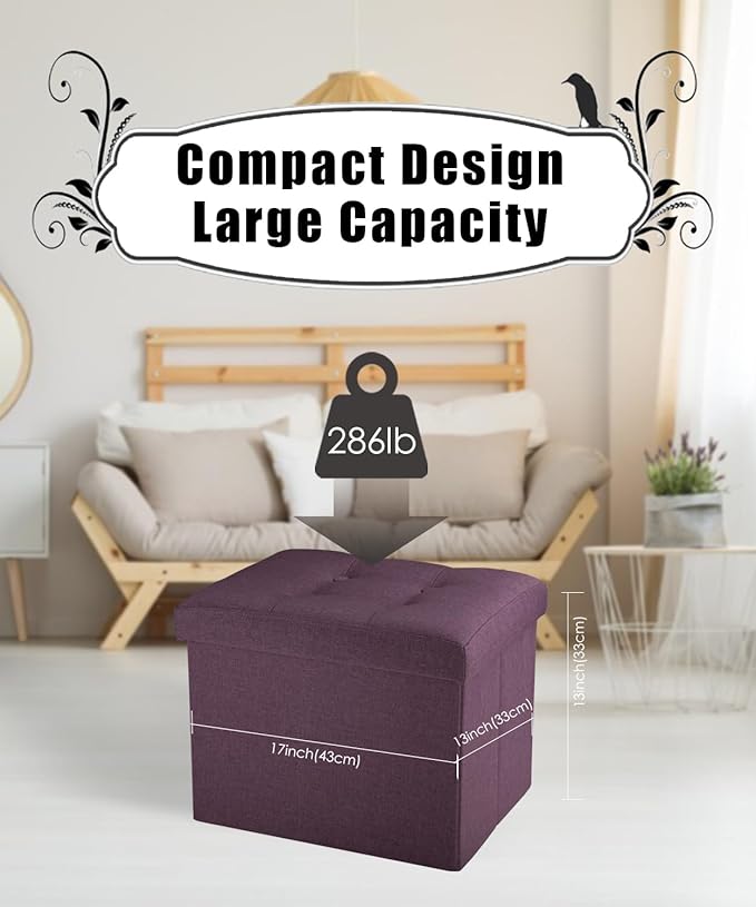 Ottoman Storage Ottoman Foot Rest Stool Foldable Bench with Storage Student Dormitory Bedroom and Entryway 17 X 13 X 13