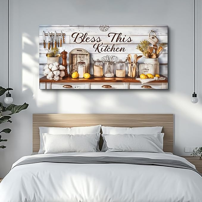 PHAOHUAXM Large Canvas Wall Art For Living Room Farmhouse Wall Decoration For Bedroom Office Mural Aesthetics Kitchen And Restaurant Oil Painting Printed Artworks Picture Room Home Decor 24"x48"