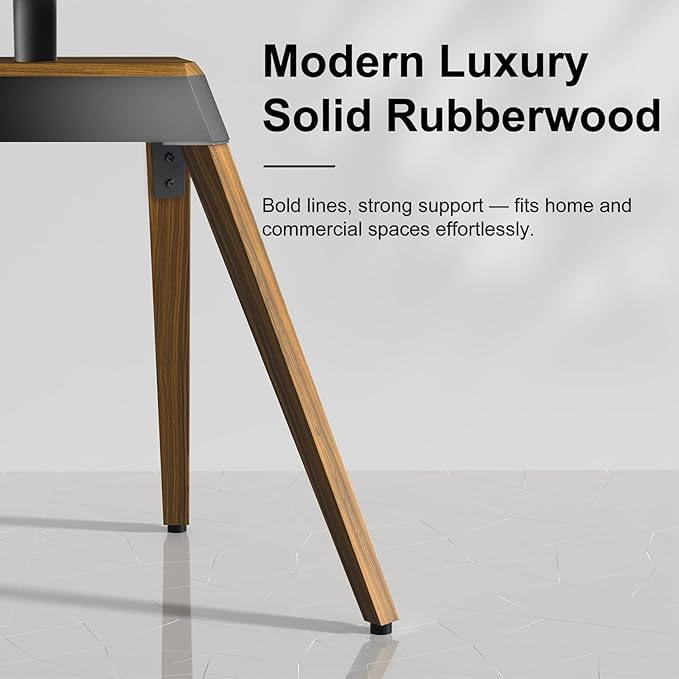 unho Art TV Floor Stand for 40 55 65 75 85 86 Inch TVs, Heavy Duty TV Stand Mount with Large Wood Entertainment Shelf, Modern tv Stands for Living Room Bedroom Up to 198 lbs