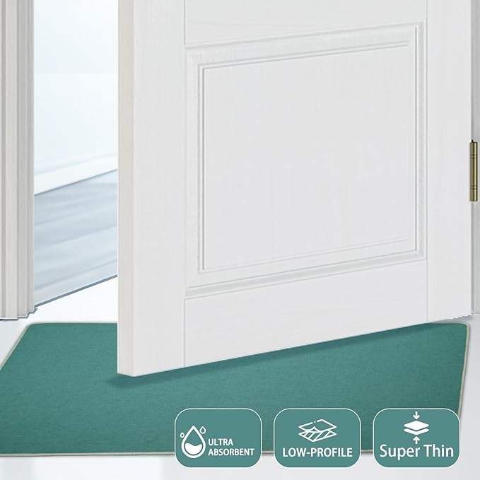 Yancorp 16"x26" Ultra Thin Bathroom Rugs,Kitchen Outdoor Bath Mat Non Slip Fit Under Door Super Absorbent Shower Rug Washable Indoor Door Mat Small