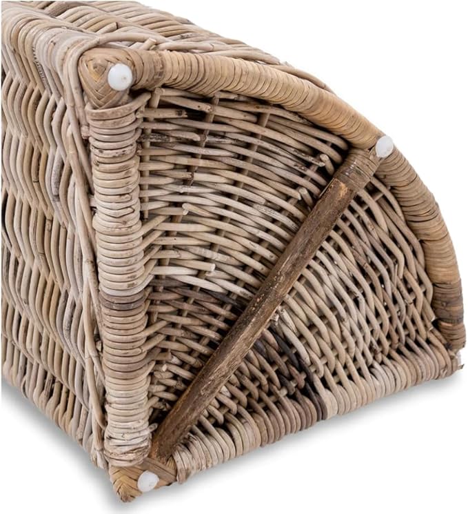 The Basket Lady Corner Wicker Laundry Hamper, 15 in L x 15 in W x 28 in H, Serene Grey…