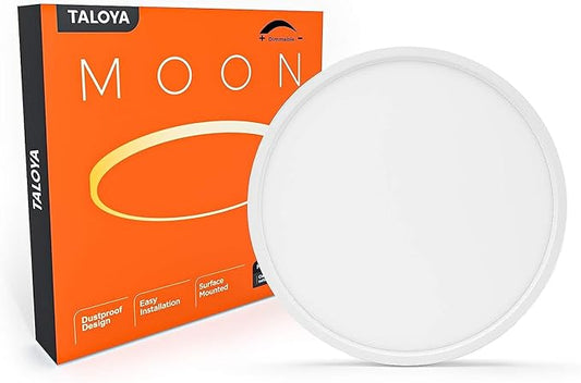 TALOYA 15.8inch Dimmable LED Flush Mount Ceiling Light, 24W 3000K/4000K/6500K 3 CCT in One, White Ultra Thin Low Profile Flush Mount LED Ceiling Light for Home, Bedroom, Kitchen