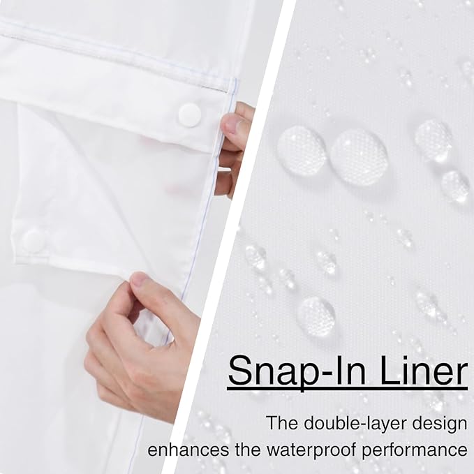 No Hook Shower Curtain with Snap in Liner, White and Green Striped Heavy Duty See Through Window Waterproof Machine Washable Bathroom Curtain 71" W x 74" L (Pack of 1)