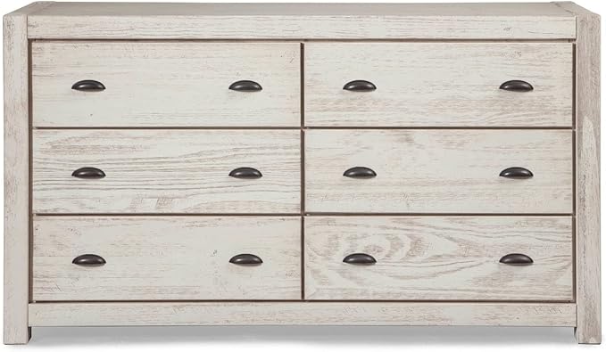 Grain Wood Furniture Montauk 6-Drawer Dresser, Rustic Off-White