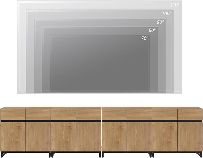 WAMPAT Modern TV Stand for TVs up to 120 inch, 4 in 1 Wood Entertainment Center TV Console Table with Adjustable Shelves and Metal Base for Living Room,Bedroom,Oak