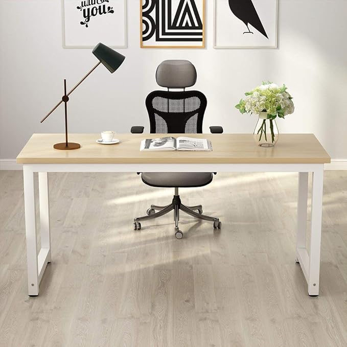 Tribesigns Computer Desk, 63 inch Large Office Desk Computer Table Study Writing Desk Workstation for Home Office, Walnut