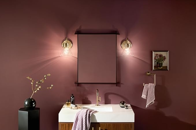 Kichler Farum 7.25" 1-Light Wall Sconce with Clear Glass in Champagne Bronze, for Fireplace, Kitchen, Bedroom, Hallway, or Vanity, (7.25" W x 9.5" H) 55153CPZCLR