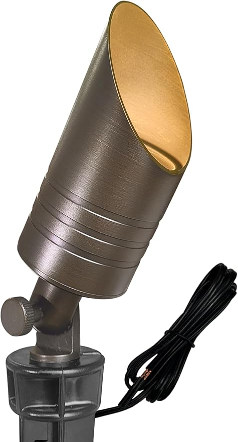 MALORY Low Voltage Spot Lights Without Bulb,12V Brass Outdoor LED Landscape Lighting,Waterproof Spot Uplight for Garden,Patio and Yard (S05-Bronze, 1-Pack Without Bulb)