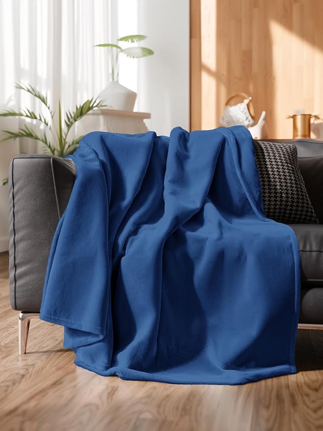 Ultra Soft Fleece Blanket Throw Size - Flannel Fleece Luxury Throw Blanket - Lightweight for Couch Bed Chair - Thick, Warm & Breathable - All Season Cozy Anti-Static Microplush Bedding, Royal Blue