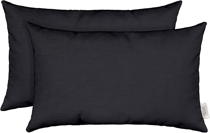 RSH DECOR: Sunbrella Play Jumbo Lumbar Pillows Set of 2 | 26" x 16" | Water and Fade-Resistant Performance Fabric | Outdoor Pillow Covers with Down-Alternative Inserts | Play Navy