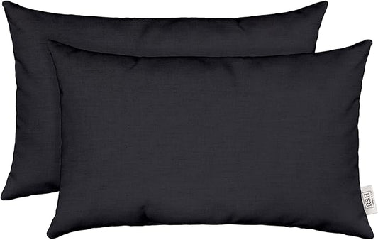 RSH DECOR: Sunbrella Play Jumbo Lumbar Pillows Set of 2 | 26" x 16" | Water and Fade-Resistant Performance Fabric | Outdoor Pillow Covers with Down-Alternative Inserts | Play Navy