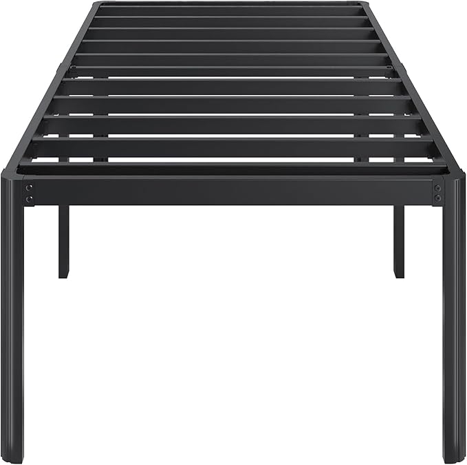 22 Inch High Twin Bed Frames with Rounded Corner Legs, Heavy Duty Metal Twin Platform Bed Frame with Steel Slats Support, No Box Spring Needed, Noise Free, Easy Assembly