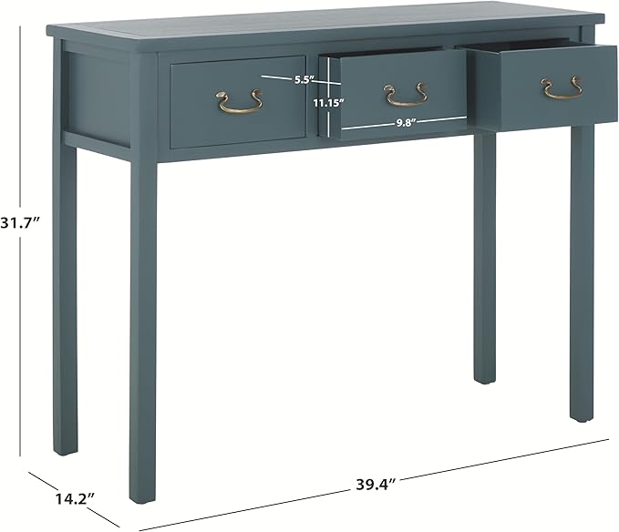SAFAVIEH Home Collection Cindy Farmhouse Slate Teal 3-Drawer Console Table