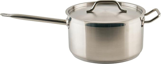 Winco Heavy-Duty Stainless Steel Sauce Pan with Cover and Helper Handle, 10 Quart