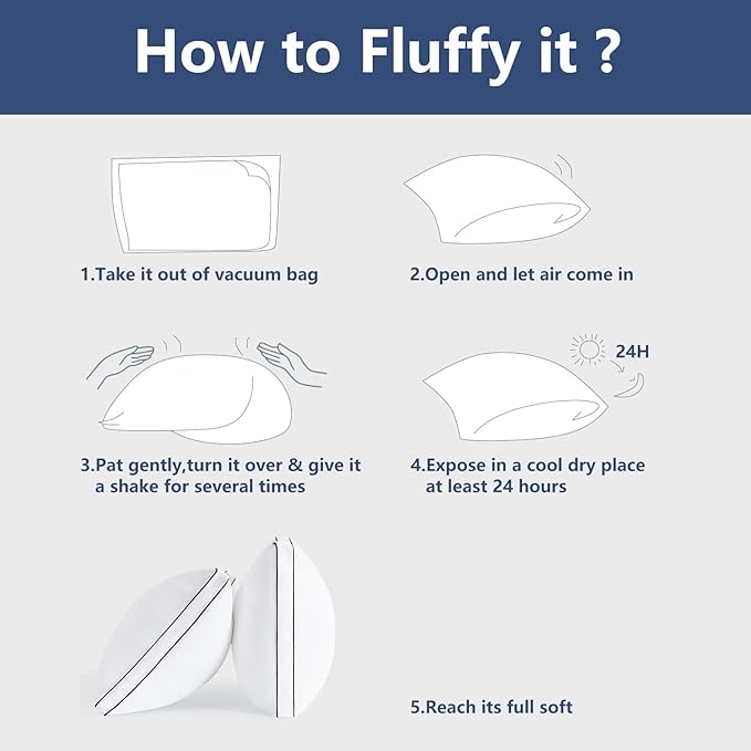 CozyLux Pillows Standard Size Set of 2, Soft Supportive 3D Down Alternative Bed Pillow for Sleeping 2 Pack White, Luxury Hotel Quality Gusseted Bedding Pillow for Back, Stomach or Side Sleepers 18x26