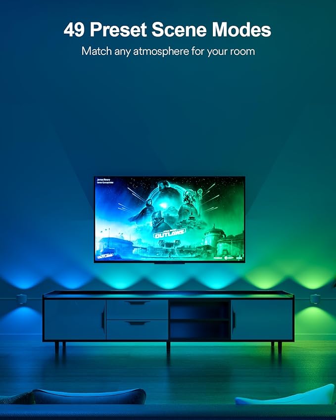 Lumary RGBAICW Smart Wall Sconces, Indoor Up Down Wall Lights 18.4ft with 14 LEDs Color Changing DIY Light Fixture for Bedroom, Living Room, Party, Home Decor, Compatible with Alexa/Google Assistant