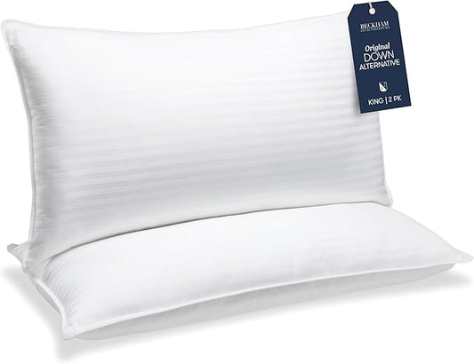 Beckham Hotel Collection Bed Pillows King Size Set of 2 - Down Alternative Bedding Gel Cooling Big Pillow for Back, Stomach or Side Sleepers