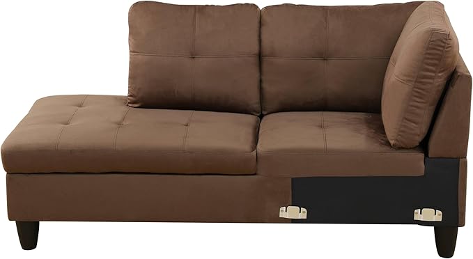 NicBex Sectional Couch 2 Pieces 66.5" L Sofa with Left Chaise Flannel L Shaped Cloud Couch for Living Room Furniture Sets with Cushion, Modular Sofa for Living Room & Small Apartment, Chocolate