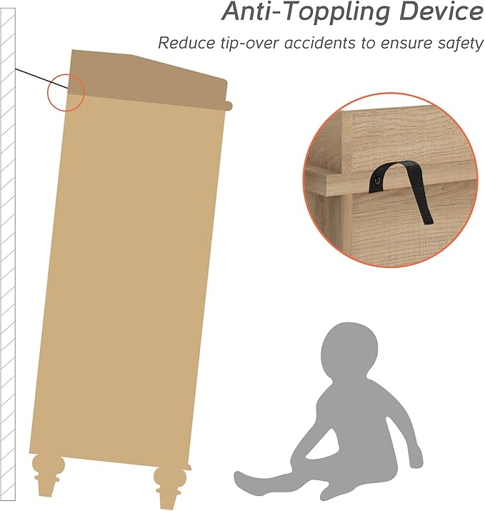 WAMPAT 12 Drawers Dresser for Bedroom, Set of 2 Farmhouse Dressers with 6 Drawers, Light Wood Kids Dresser for Closet, Wide Dressers Organizer for Living Room & Hallway, Oak