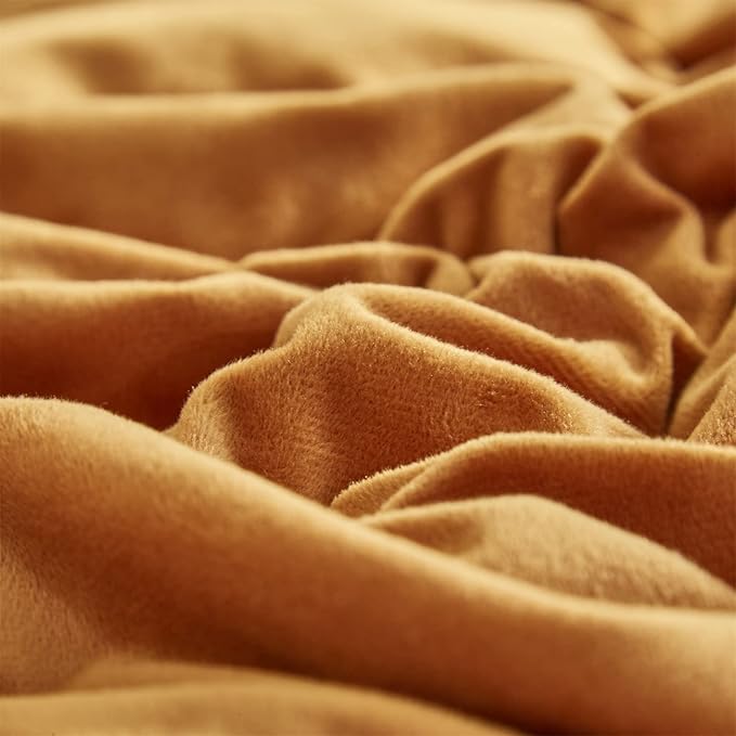 Cottonight Pumpkin Velvet Comforter Set Queen Rust Orange Bedding Comforter Set Full Flannel Burnt Orange Quilts Soft Thick Warm Terracotta Fluffy Plush Comforter Set for Women Men Queen Bed