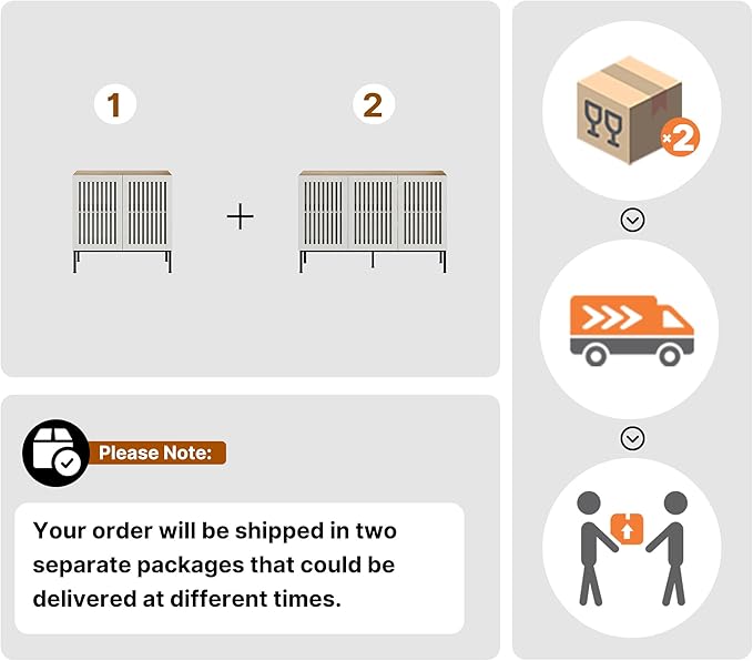 Farmhouse TV Stand for TVs up to 85 inch, 2 in 1 Entertainment Center TV Console with Storage Cabinets and Metal Base,Media Console for Living Room, Antique White