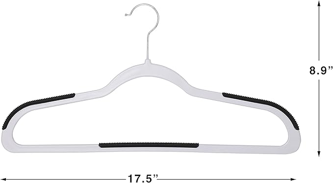 Finnhomy Heavy Duty 50 Pack Plastic Hangers, Clothes Hangers with New Generation Non-Slip Pads,Space Saving Easy Slide Organizer for Bedroom Closet, Great for Shirts, Pants, White