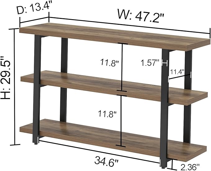 FOLUBAN Console Tables for Entryway, Modern Sofa Table with Storage Shelves for Living Room, Hallway, Entrance, or Behind Couch, Rustic Oak, 47 Inch
