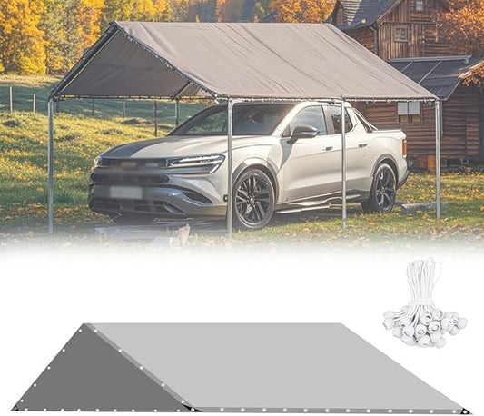 Carport Canopy 12x20 Heavy Duty, Waterproof Car Canopy, Tear Resistant Car Tent, Sun Resistant Car Port, for Garage Covering Family Vehicle Business Events Outdoor Deck（Without Frame）