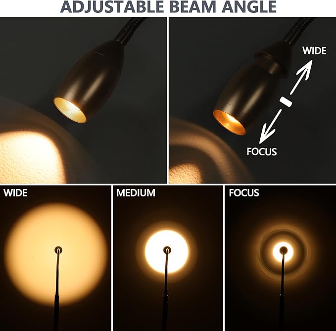 Reading Floor Lamp, 72" Tall LED Lamp with Flexible Gooseneck, Dimmable Zoomable Spotlight, Adjustable Color Beam Standing Lamp, Touch & Remote Control, Task Craft Bedroom Living Room (Bronze)