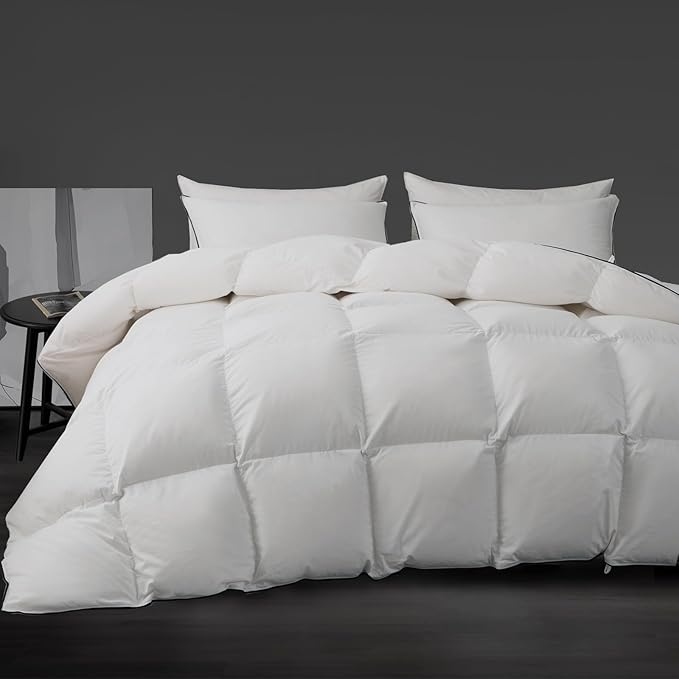 Luxury White Down Fiber Comforter Twin/Twin XL Size - Medium Weight Duvet Insert for All Seasons - Ultra-Soft Hotel Collection Comforters, 40 Oz Fluffy Duvet (68x90)