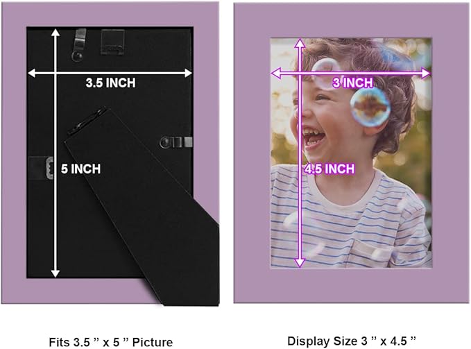 Renditions Gallery 3.5x5 inch Picture Frame High-end Modern Style, Made of Solid Wood and High Definition Glass Ready for Wall and Tabletop Photo Display, Violet Frame