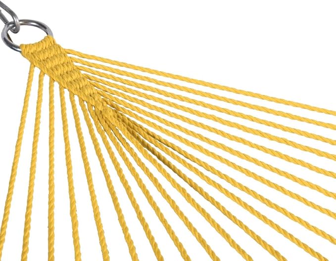 Lazy Daze Hammocks 10.5 FT Double 2 Person Caribbean Rope Hammock, Hand Woven Polyester Hammock with Spreader Bars, for Outside Outdoor Backyard Patio Poolside,450 LBS Capacity, Yellow
