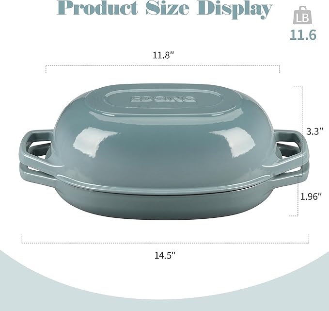 Enameled Cast Iron Dutch Oven Pot with Lid, Oval Dutch Oven for Bread Baking, Bread Oven for Homemade Sourdough Bread Baking, 5qt, Seasalt