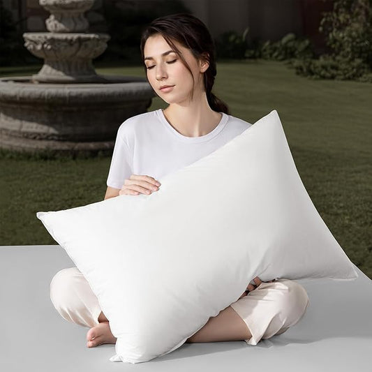 Shilucheng Goose Down and Feather Pillows Queen Size Set of 1 Pack, Luxury Hotel Quality Bed Pillows for Side Back Stomach Sleepers, Soft 100% Cotton Shell（White,20" x 30"）