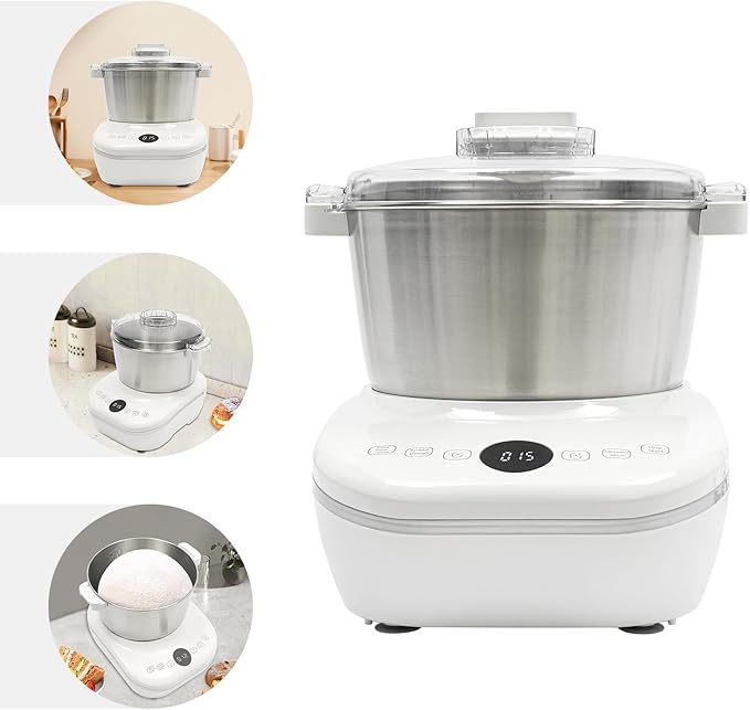 Electric Dough Maker with Ferment Function 5L/4.5QT Dough Mixer Machine, Automatic Stainless Steel Flour Kneading Machine with Microcomputer Timer, Tabletop Split Design Dough Mixer (White)