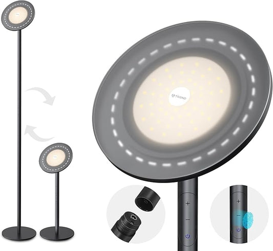 TROND Floor Lamp, 5000LM Super Bright Sky LED Modern Torchiere Standing Lamp, 3000K Warm White Light, 5-Level Dimmable, Modular 71 in Tall Pole Light, 30-Minute Timer for Living Room, Bed Room