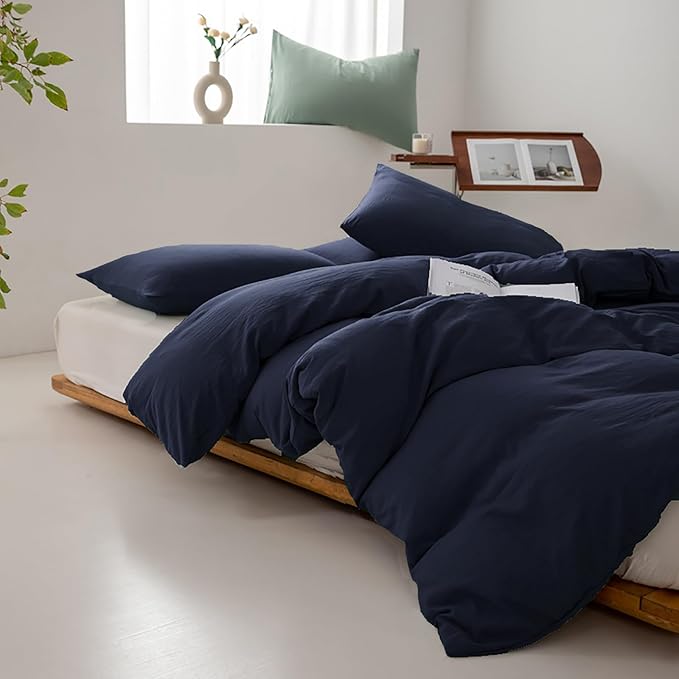 Luxlovery Navy Blue Comforter Set California King Size Navy Bedding Comforter Sets Comfy Soft Dark Blue Blanket Quilts Lightweight 3 Piece Bedding Set for Adults Cal King Size Bed