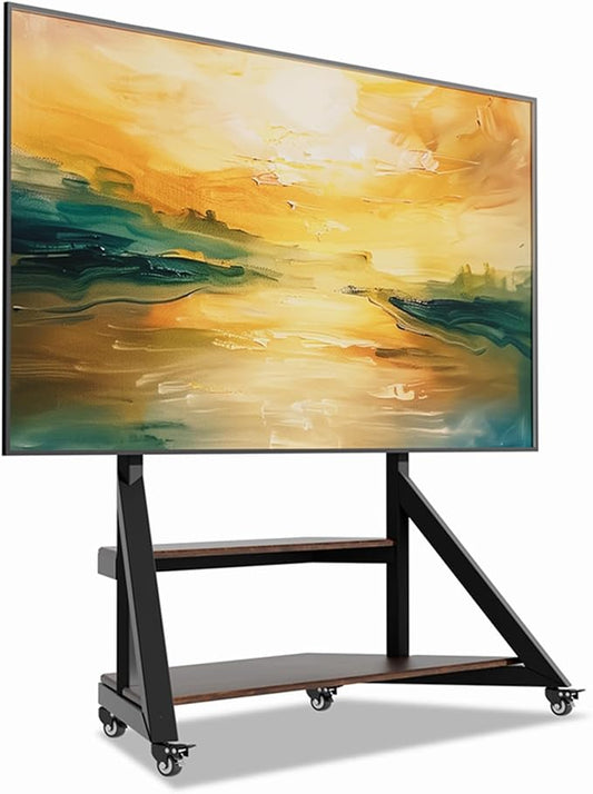 unho Large Mobile TV Floor Stand with Wheels for 65 75 85 86 90 100 inch TVs, Heavy Duty Rolling TV Mount Cart with Television Stands for Living Room Entertainment Max VESA 800x600mm, Up to 220 lbs