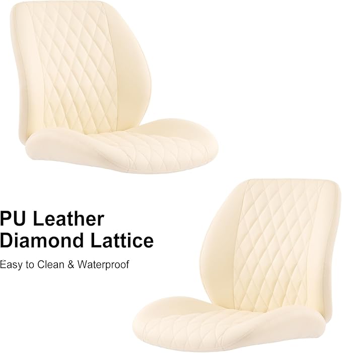 YFO Home Office Desk Chair Office Rubber Casters Ergonomic Computer Chair with Lumbar Support Adjustable Height Rolling Swivel Executive Task Armrests Chair， Cream Leather