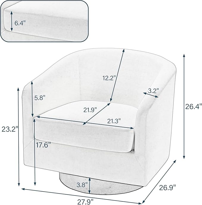 UIXE Swivel Barrel Accent Chairs Set of 2, Fabric Club Chair Upholstered Armchair for Living Room, Round Arm Chair Single Sofa Bedroom Reading Seat - Light Brown