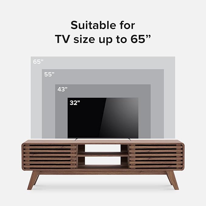 mopio Ensley TV Stand, Mid Century Modern for 55/60/65 inch TV, Farmhouse TV Stand, Entertainment Center with Storage, TV and Media Console for Living Room (Walnut, 59")