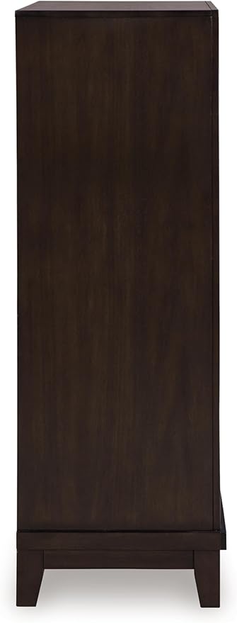 Signature Design by Ashley Neymorton Traditional 5-Drawer Chest of Drawers with Felt Lining, Dark Brown